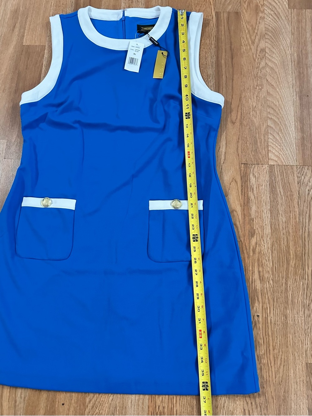 Alexia Admor Royal Blue Sleeveless Shift Dress with White Trim - Picture 10 of 13